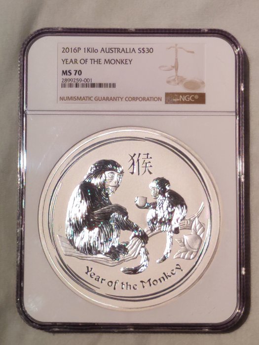 Australien. 30 Dollars 2016 Year of the Monkey, 1 Kg (.999) - MS70