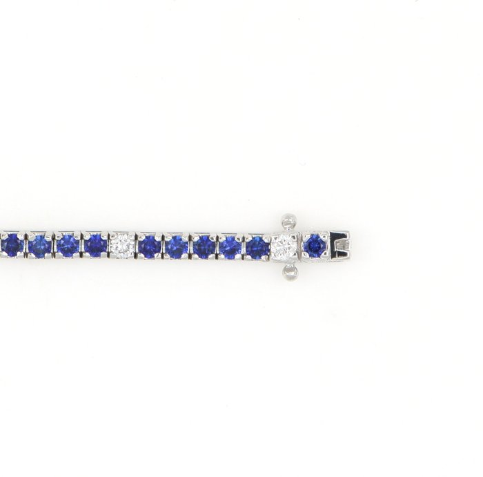 Ingen mindstepris - Armbånd - 18 kraat Hvidguld -  3.30ct. tw. Safir - Diamant