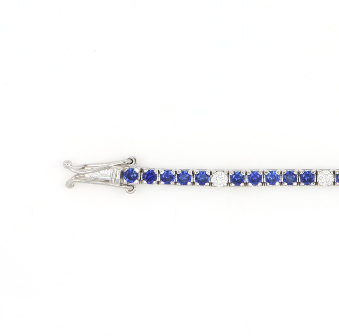 Ingen mindstepris - Armbånd - 18 kraat Hvidguld -  3.30ct. tw. Safir - Diamant