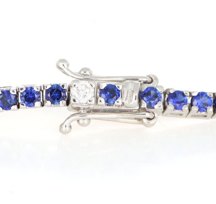 Ingen mindstepris - Armbånd - 18 kraat Hvidguld -  3.30ct. tw. Safir - Diamant