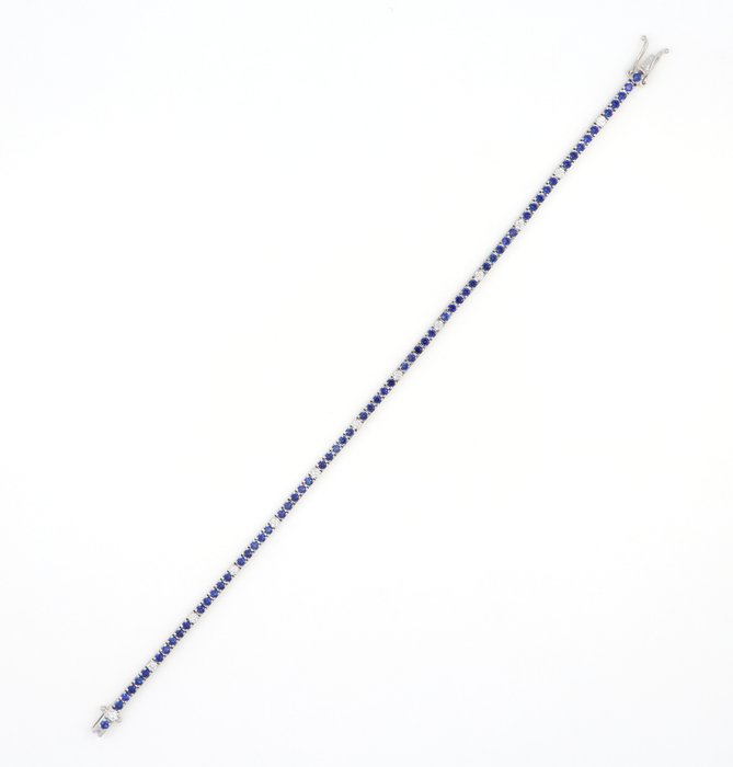 Ingen mindstepris - Armbånd - 18 kraat Hvidguld -  3.30ct. tw. Safir - Diamant