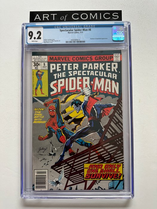 Peter Parker The Spectacular Spider-Man #8 - Morbius, Empathoid Appearance - CGC Graded 9.2 - 1 Graded comic - Første udgave - 1977