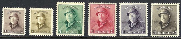 Belgien 1919 - Albert I "Med Hjelm" Med fotocertifikat - OBP/COB 165/78