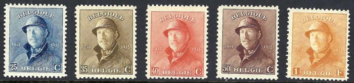 Belgien 1919 - Albert I "Med Hjelm" Med fotocertifikat - OBP/COB 165/78