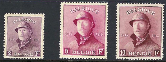 Belgien 1919 - Albert I "Med Hjelm" Med fotocertifikat - OBP/COB 165/78