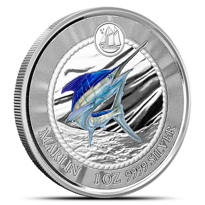 Cayman Islands (Britisk Oversøisk Territorie) 1 Dollar 2023 "Blue Marlin" 999 Proof 1 Oz (RR)  (Ingen mindstepris)