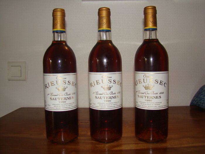 1990 Chateau Rieussec - Sauternes - 3 Flasker (0,75 L)