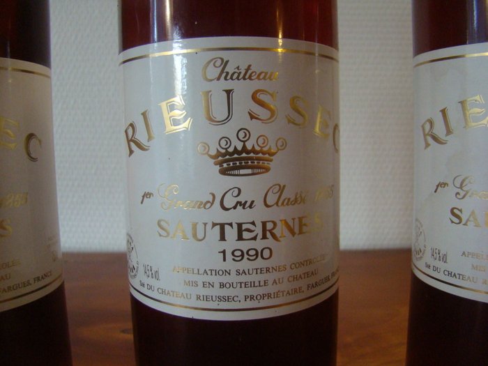 1990 Chateau Rieussec - Sauternes - 3 Flasker (0,75 L)