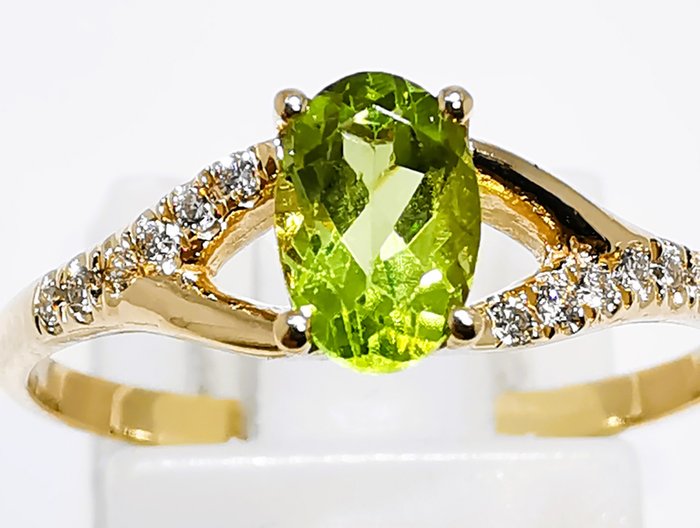 Ingen mindstepris - Ring - 14 karat Gulguld Peridot