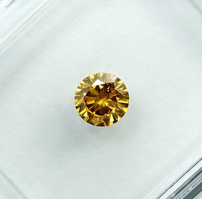 1 pcs Diamant  (Naturfarvet)  - 0.25 ct - Fancy intense Orange nuance Gul - SI2 - International Gemological Institute (IGI)