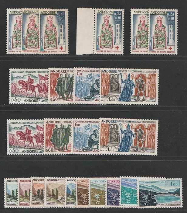 Andorra 1961/1971 - Bedre værdier og sæt fransk Andorra - Yvert 158/164 167/170 2 complete sets 172 5 sets