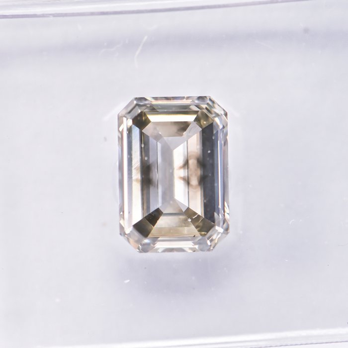 Ingen mindstepris - 1 pcs Diamant  (Naturfarvet)  - 1.03 ct - Smaragd - Fancy Grå, Grønlig Gul - SI2 - International Gemological Institute (IGI)