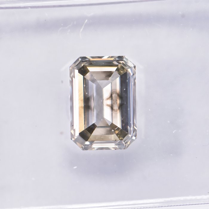 Ingen mindstepris - 1 pcs Diamant  (Naturfarvet)  - 1.03 ct - Smaragd - Fancy Grå, Grønlig Gul - SI2 - International Gemological Institute (IGI)