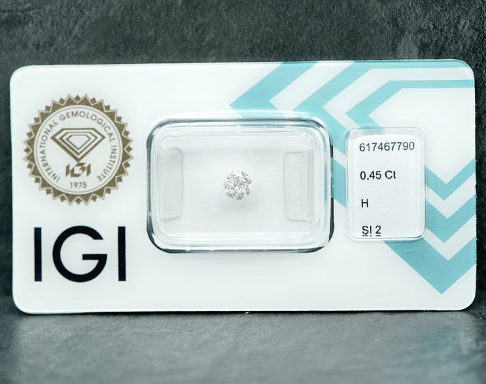 1 pcs Diamant  (Natur)  - 0.45 ct - H - SI2 - International Gemological Institute (IGI)