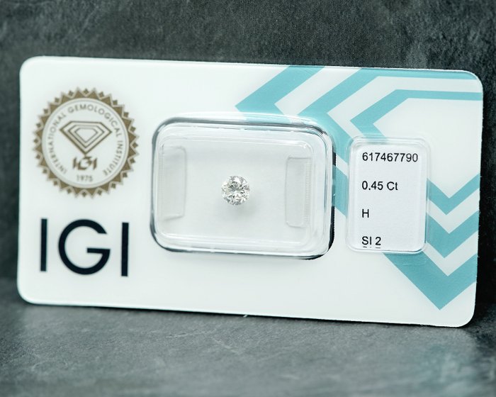 1 pcs Diamant  (Natur)  - 0.45 ct - H - SI2 - International Gemological Institute (IGI)