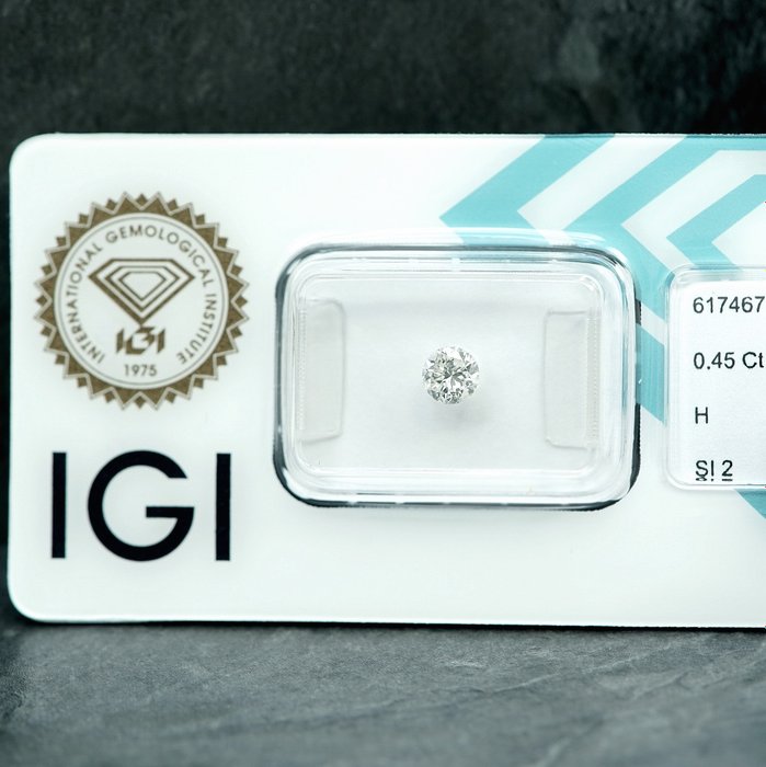 1 pcs Diamant  (Natur)  - 0.45 ct - H - SI2 - International Gemological Institute (IGI)