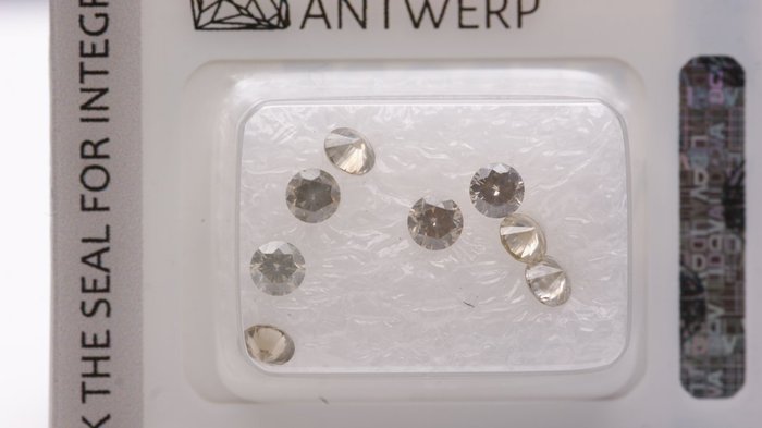 Ingen mindstepris - 8 pcs Diamant  (Natur)  - 1.06 ct - Rund - I1 - Gem Report Antwerp (GRA)