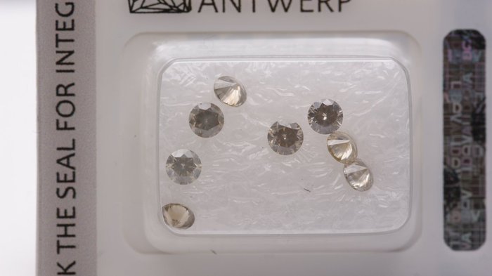 Ingen mindstepris - 8 pcs Diamant  (Natur)  - 1.06 ct - Rund - I1 - Gem Report Antwerp (GRA)