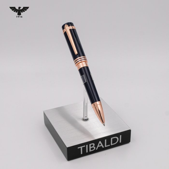 Tibaldi - Classic - Dark Blue  Rose Gold Trims + Wallet GIFT!! - Kuglepen