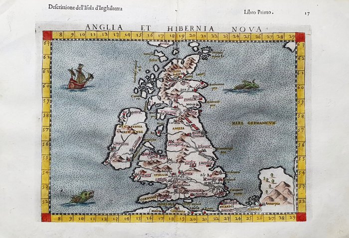 Europa - Storbritannien / England / London / Irland; Rosaccio / Magini / Tolomeo - Anglia et Hibernia Nova Tabulae - 1581-1600