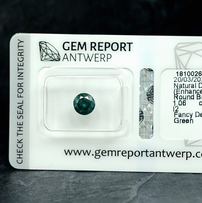 1 pcs Diamant  (Farvebehandlet)  - 1.06 ct - I2 - Gem Report Antwerp (GRA)