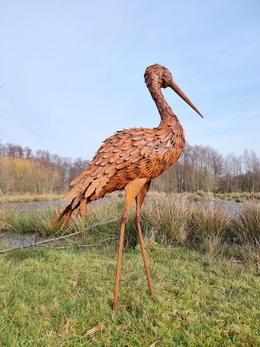 Skulptur, Staande reiger - 110 cm - metal