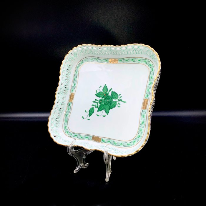 Herend - Artwork Scalloped Breakthrough Vide-Poche (18 cm) - "Apponyi Green" - Fad - Håndmalet porcelæn