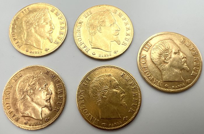 Frankrig Napoléon III (1852-1870) 5 Francs 1858 à 1867 (lot de 5 monnaies)