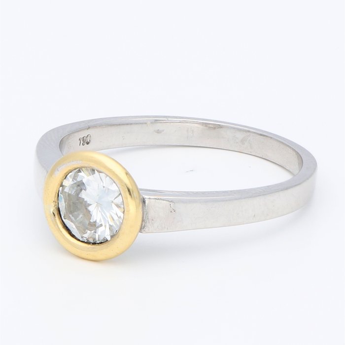 Ring - 18 kraat Gulguld, Hvidguld Diamant (Natur)