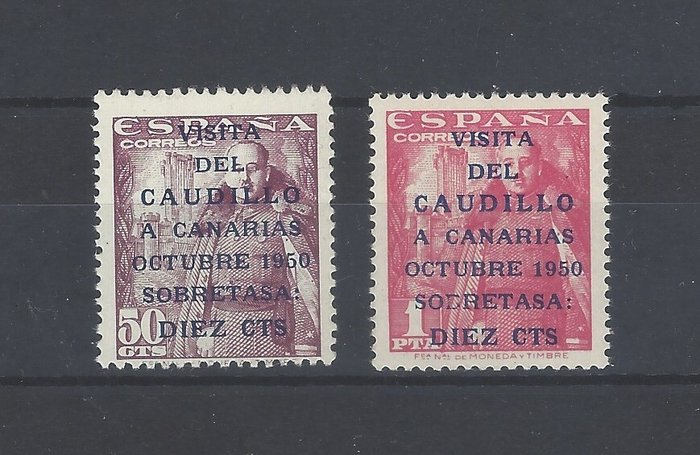 Spanien 1951 - Besøg af Caudillo på De Kanariske Øer - fuldført - Edifil 1088/89