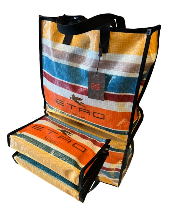 Etro striped tote bag whit Necessaire spice glass bag - Badeshorts