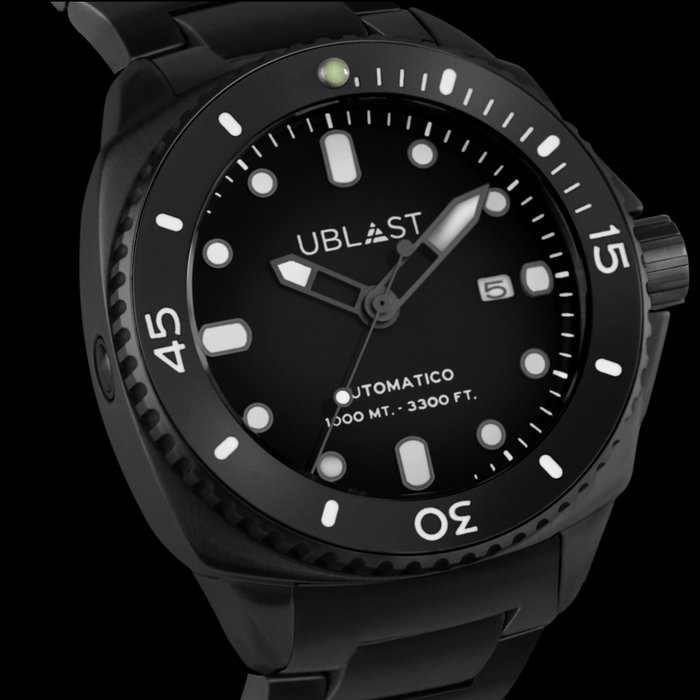 Ublast - SeaStrong All Black Steel - UBSS46SBW - 100 ATM - Mænd - Ny