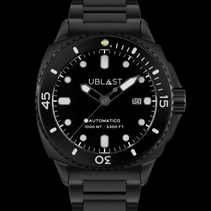 Ublast - SeaStrong All Black Steel - UBSS46SBW - 100 ATM - Mænd - Ny