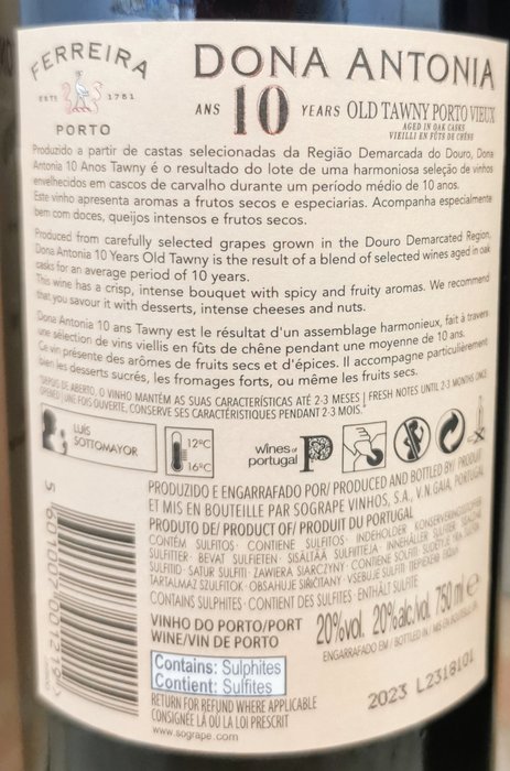 Ferreira Dona Antónia - Douro 10 years old Tawny - 6 Flasker (0,75 L)