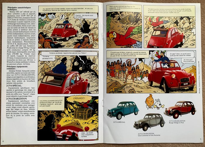 Les Aventures de la 2 CV Hergé - 3 Reklamebrochurer - 1985