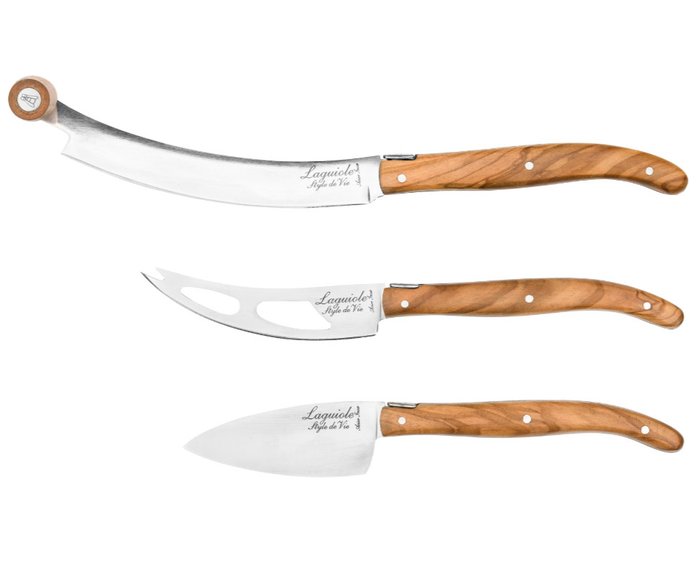 Laguiole - 3x Cheese Knives - Olive Wood - hard  soft cheeses - Bordknive sæt (3) - Rustfrit stål