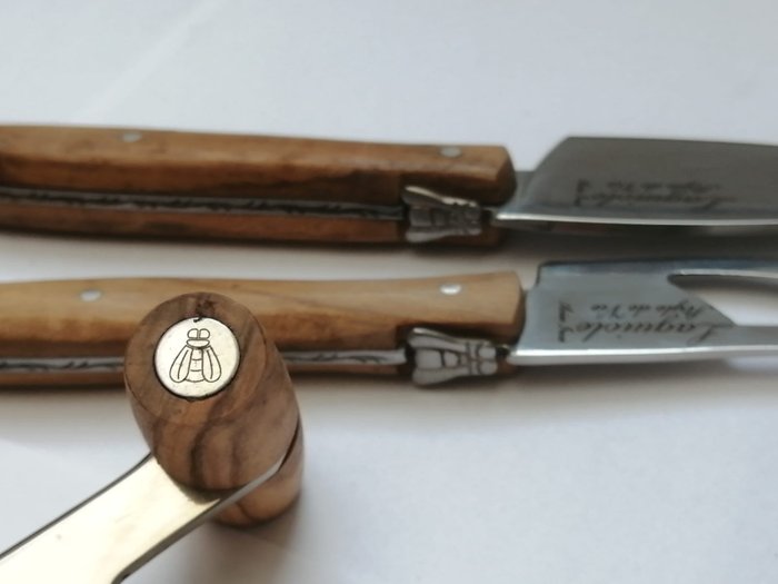 Laguiole - 3x Cheese Knives - Olive Wood - hard  soft cheeses - Bordknive sæt (3) - Rustfrit stål