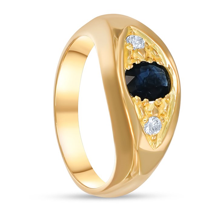 Ring - 18 kraat Gulguld -  0.58ct. tw. Safir - Diamant