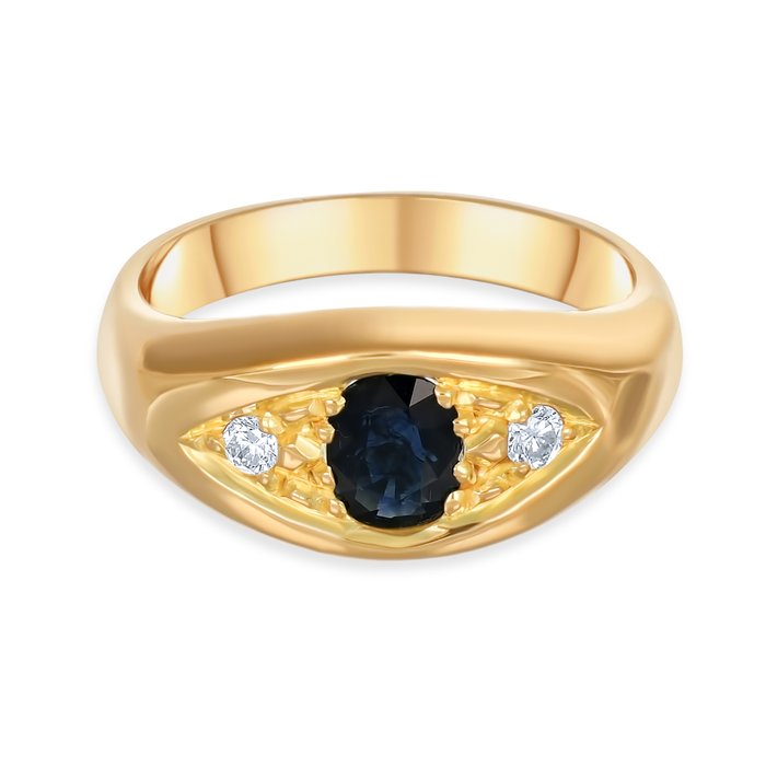 Ring - 18 kraat Gulguld -  0.58ct. tw. Safir - Diamant