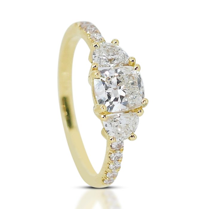 Ring - 18 kraat Gulguld -  123ct tw Diamant (Natur) - Diamant