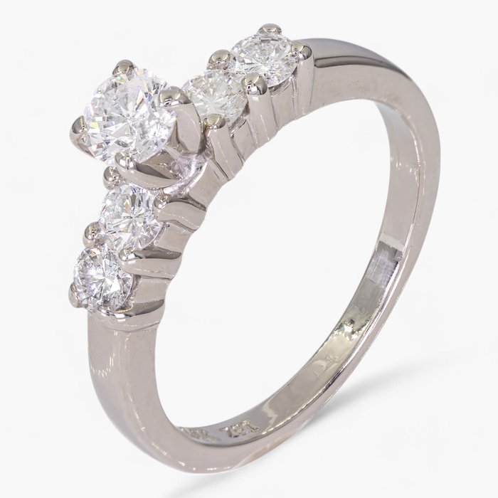 Ingen mindstepris - Ring - 14 karat Hvidguld, IGI Antwerpen certificeret - 0,72 ct diamanter -  0.72ct. tw. Diamant (Natur)