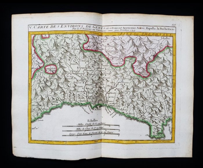 Frankrig - Italien - Ligurien; R. de Vaugondy / M. Robert - Carte des Environs de Genes - 1721-1750