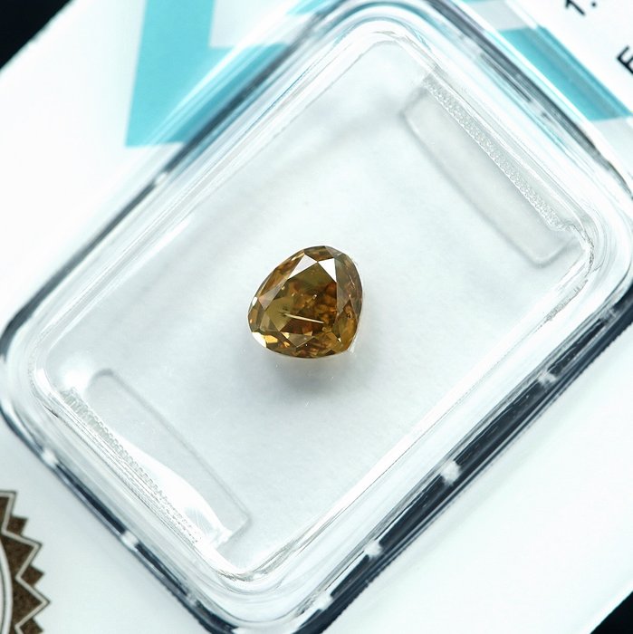 1 pcs Diamant  (Naturfarvet)  - 1.01 ct - Fancy Brunlig Gul - I1 - International Gemological Institute (IGI)