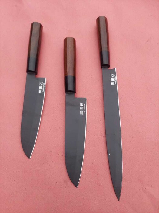 Obsidian - Køkkenkniv - Kitchen knife set -  Vi introducerer Obsidian specialfremstillede kokkeknive Traditionelt japansk håndværk under Obsidian - Specialiseret Shirogami hvidt stål - Japan