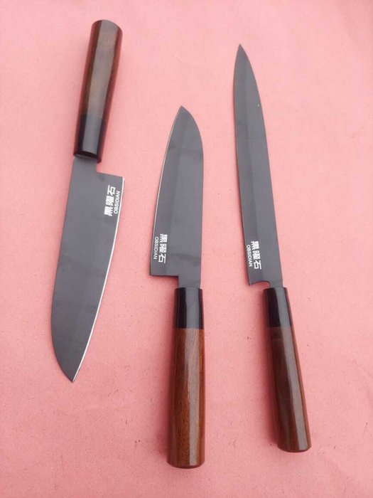 Obsidian - Køkkenkniv - Kitchen knife set -  Vi introducerer Obsidian specialfremstillede kokkeknive Traditionelt japansk håndværk under Obsidian - Specialiseret Shirogami hvidt stål - Japan