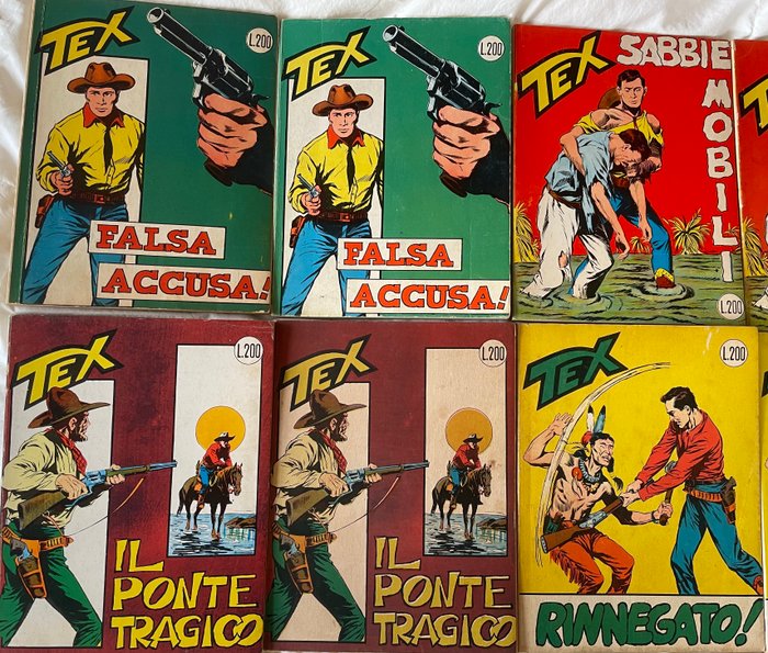 Tex da 37 a 43 - serie similspillata - 12 Comic - Genoptryk - 1963/1963