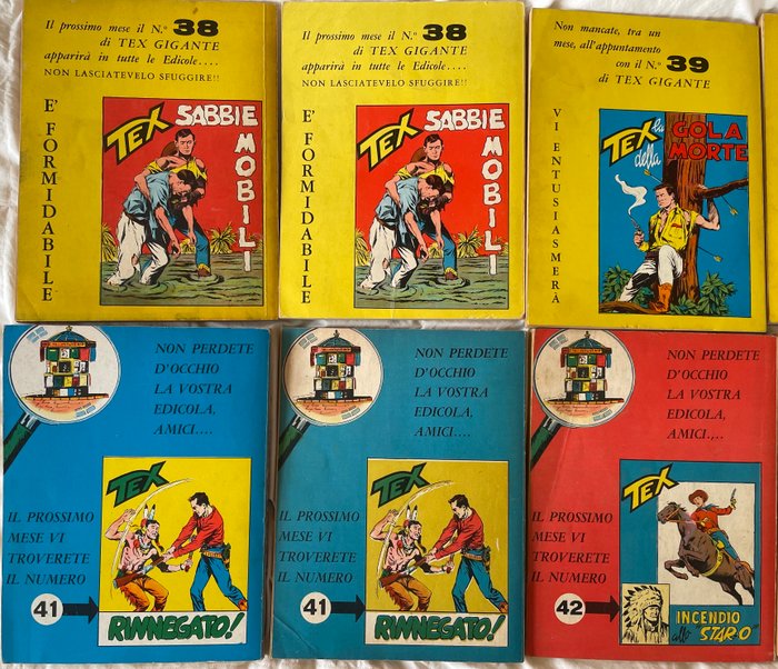 Tex da 37 a 43 - serie similspillata - 12 Comic - Genoptryk - 1963/1963