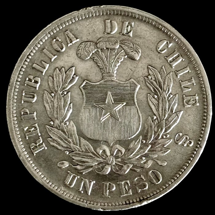 Chile Republica 1 Peso - 1877 - Chile - (S37-010)