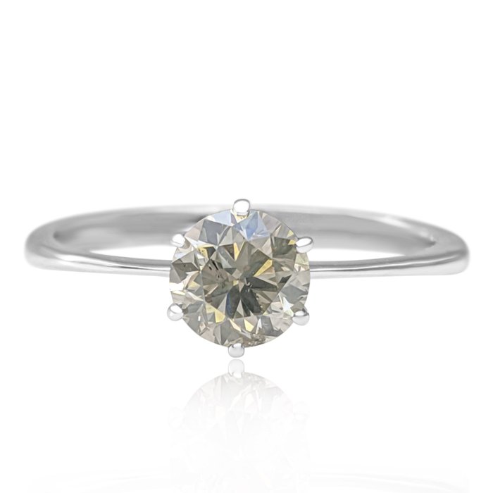 Ingen mindstepris - Ring - 14 karat Hvidguld -  0.70ct. tw. Grå Diamant (Naturfarvet) - GWLab