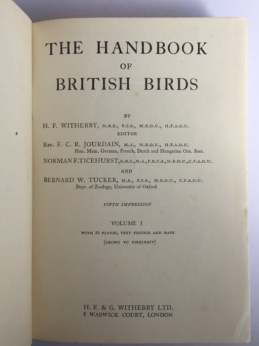 H F Witherby - The Handbook of British Birds (Volumes 1-5) - 1943